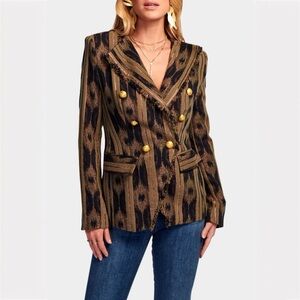 Ramy Brook Gold and Black Patterned Blazer